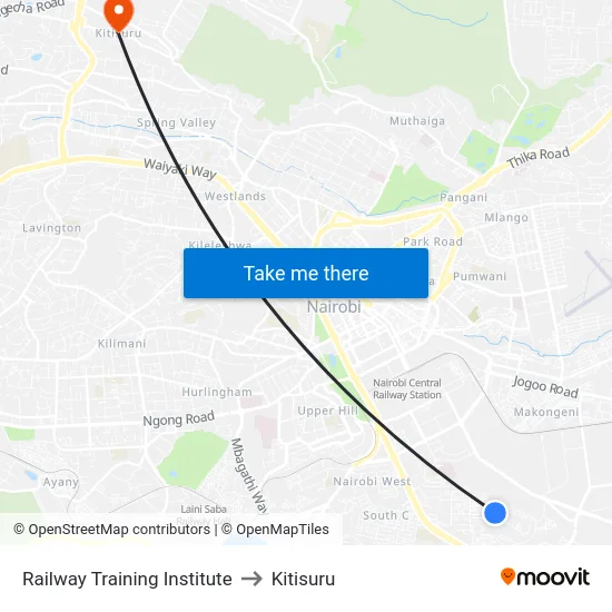 Railway Training Institute to Kitisuru map