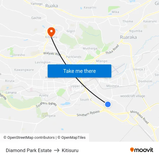 Diamond Park Estate to Kitisuru map