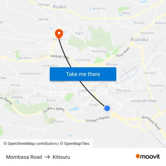 Mombasa Road to Kitisuru map