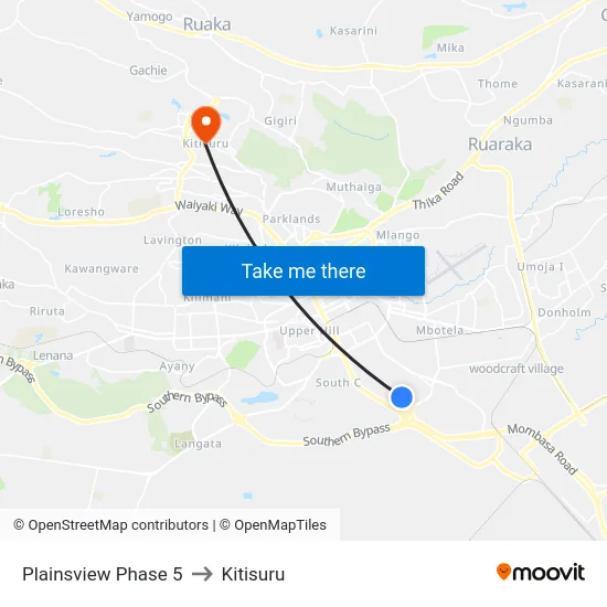 Plainsview Phase 5 to Kitisuru map