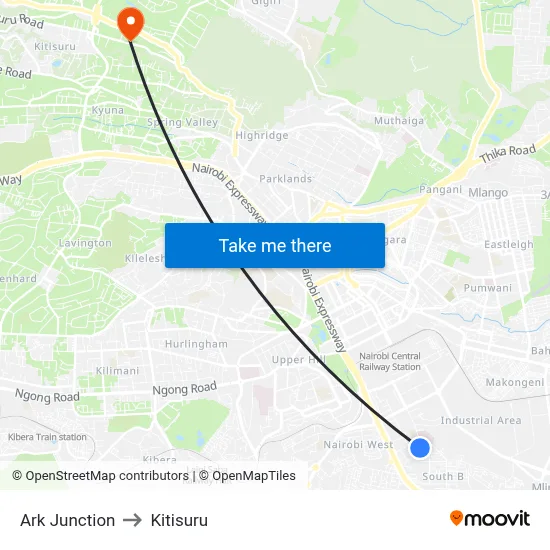 Ark Junction to Kitisuru map