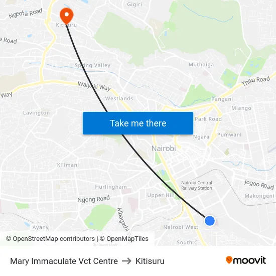 Mary Immaculate Vct Centre to Kitisuru map