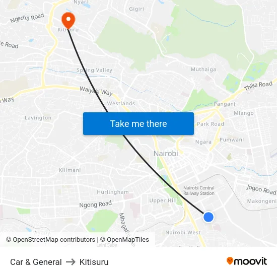 Car & General to Kitisuru map