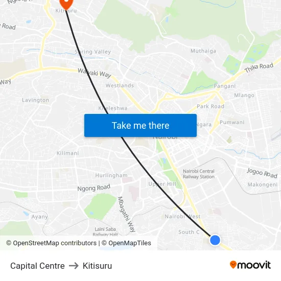 Capital Centre to Kitisuru map
