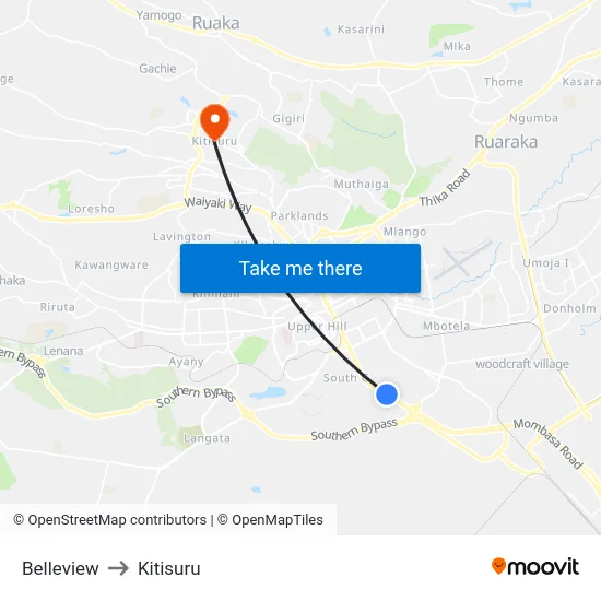 Belleview to Kitisuru map
