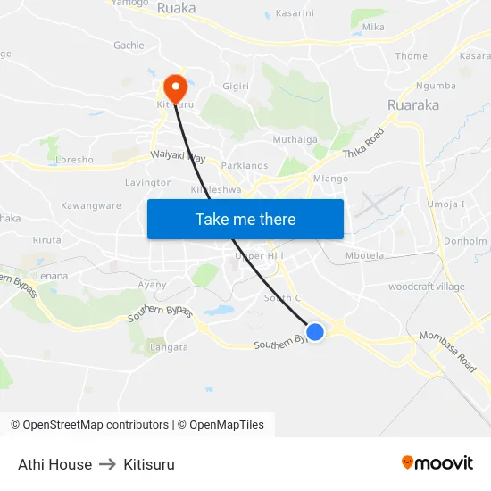 Athi House to Kitisuru map