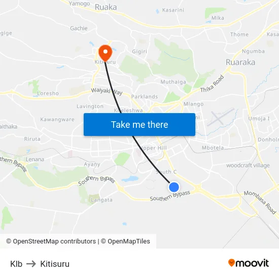 Klb to Kitisuru map