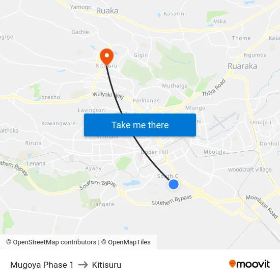Mugoya Phase 1 to Kitisuru map
