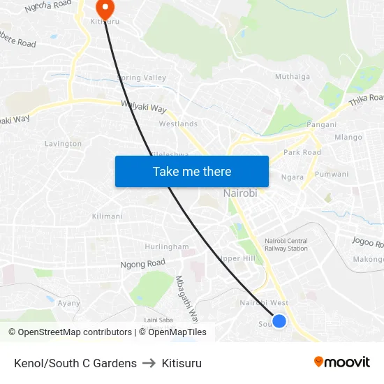 Kenol/South C Gardens to Kitisuru map
