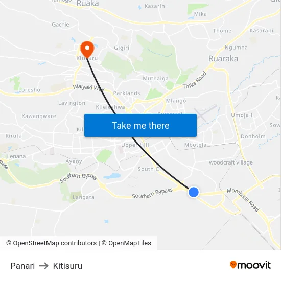 Panari to Kitisuru map
