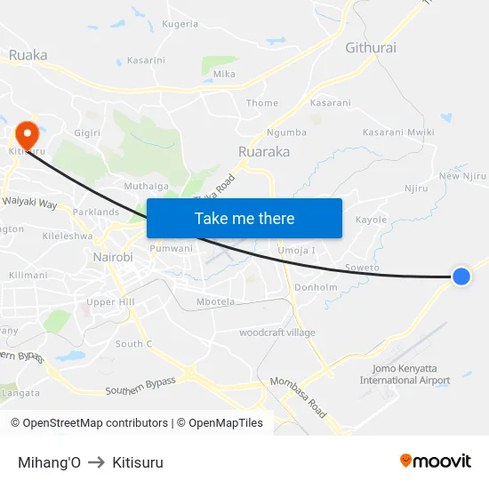 Mihang'O to Kitisuru map
