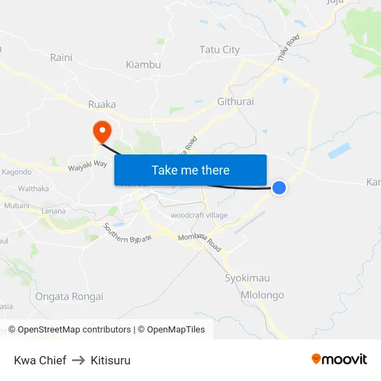 Kwa Chief to Kitisuru map