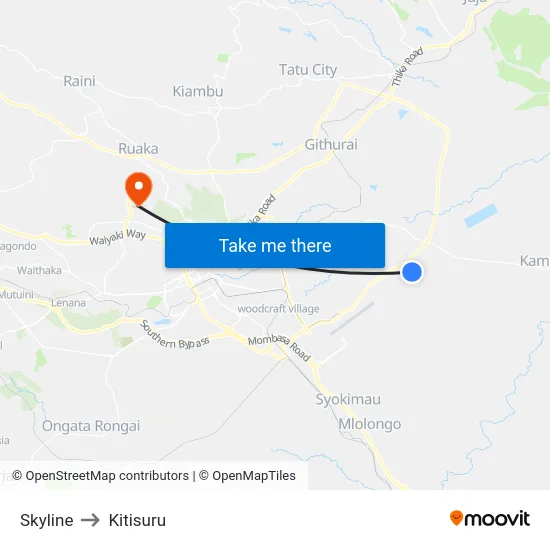 Skyline to Kitisuru map