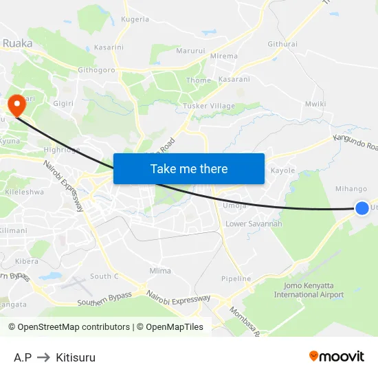 A.P to Kitisuru map
