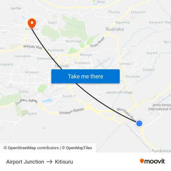 Airport Junction to Kitisuru map