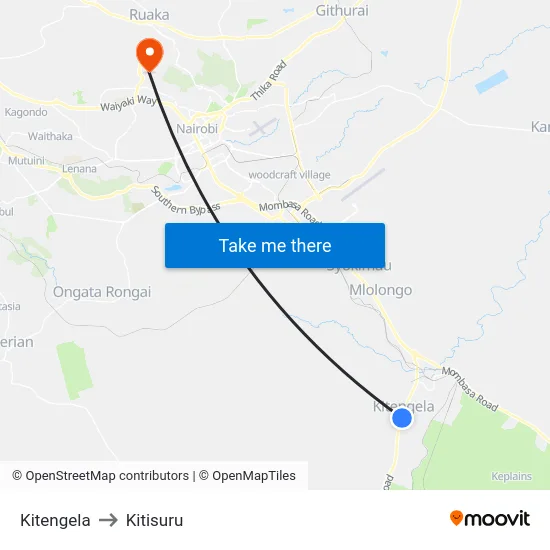Kitengela to Kitisuru map