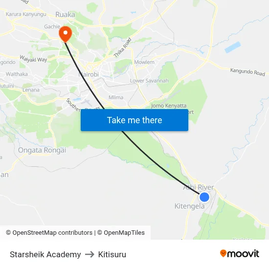 Starsheik Academy to Kitisuru map