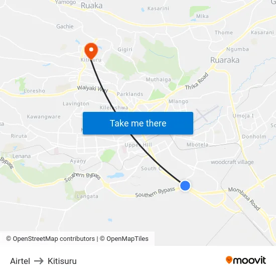Airtel to Kitisuru map