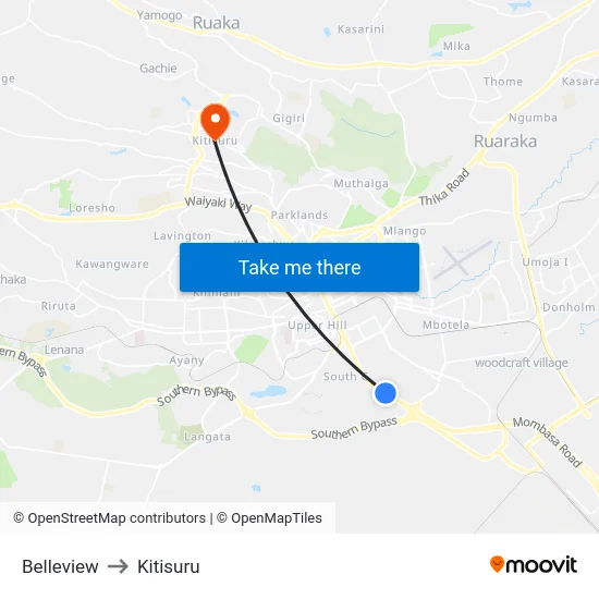 Belleview to Kitisuru map