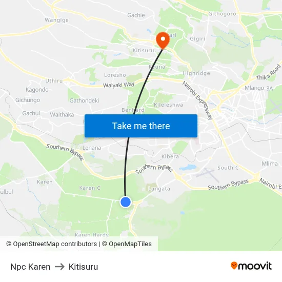 Npc Karen to Kitisuru map