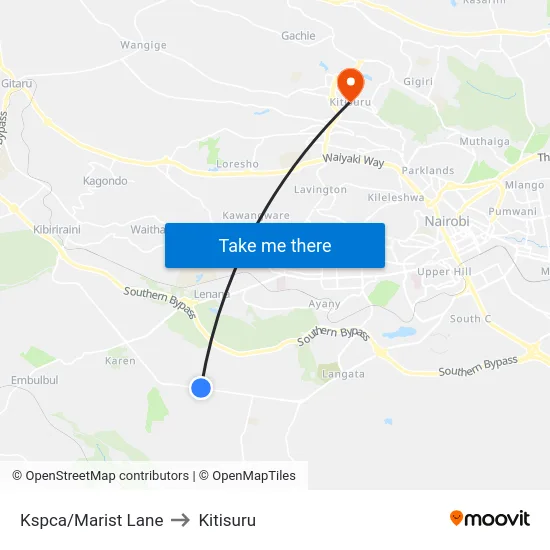 Kspca/Marist Lane to Kitisuru map