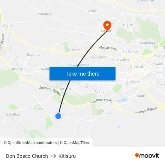 Don Bosco Church to Kitisuru map
