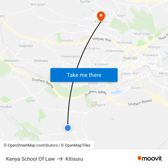 Kenya School Of Law to Kitisuru map