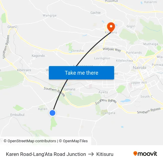 Karen Road-Lang'Ata Road Junction to Kitisuru map