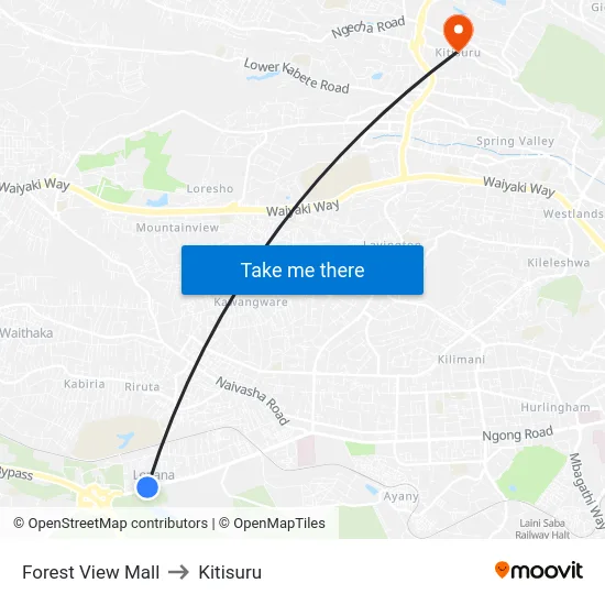 Forest View Mall to Kitisuru map