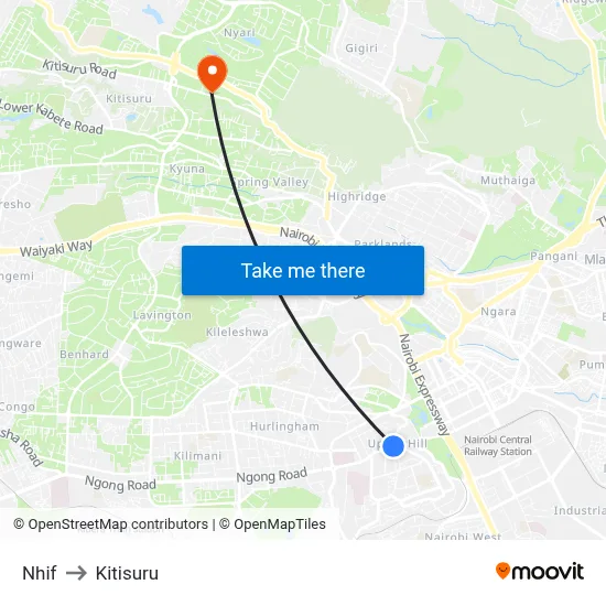 Nhif to Kitisuru map