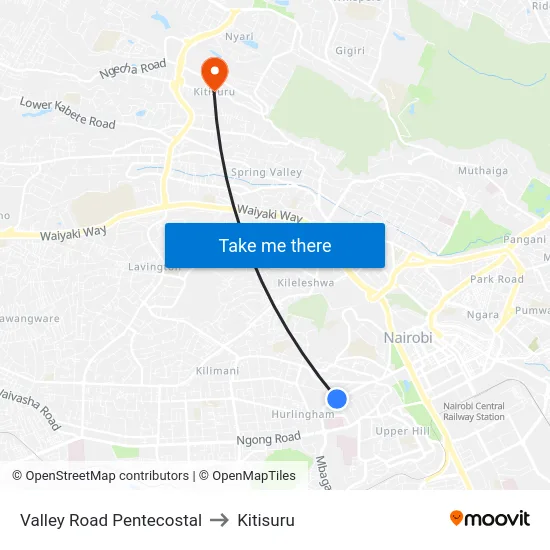 Valley Road Pentecostal to Kitisuru map