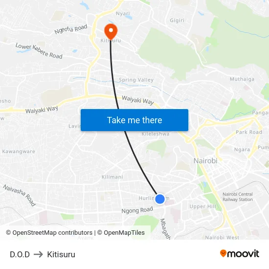 D.O.D to Kitisuru map