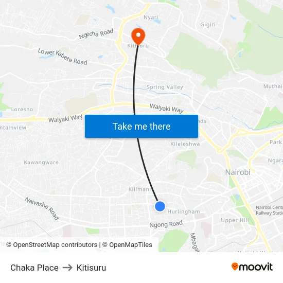 Chaka Place to Kitisuru map