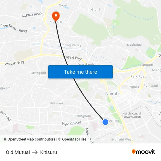 Old Mutual to Kitisuru map