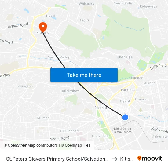 St.Peters Clavers Primary School/Salvation Army/Otc to Kitisuru map