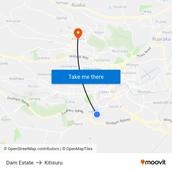 Dam Estate to Kitisuru map