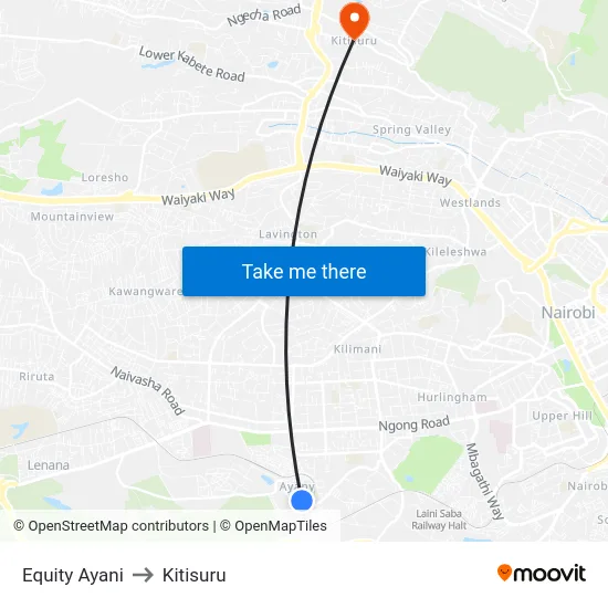 Equity Ayani to Kitisuru map