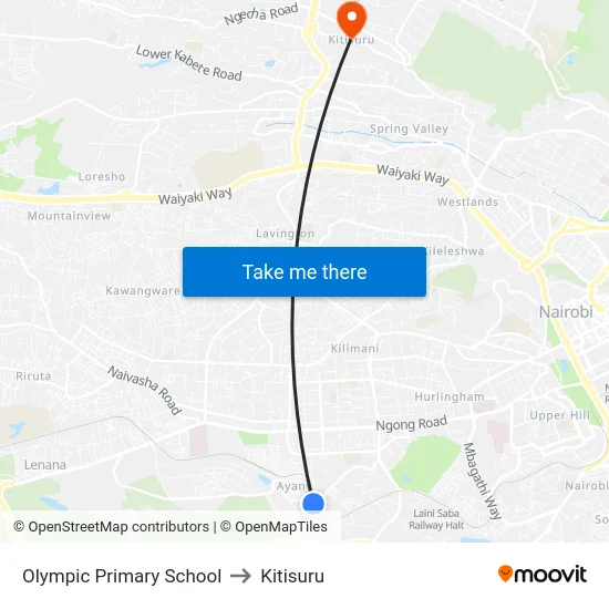 Olympic Primary School to Kitisuru map