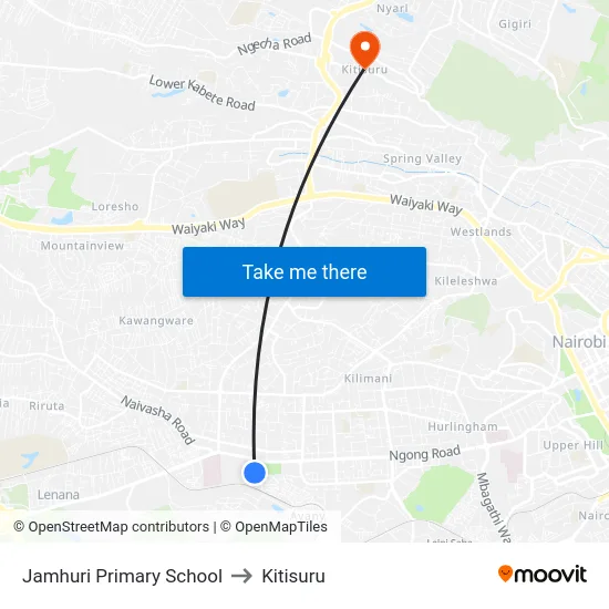 Jamhuri Primary School to Kitisuru map