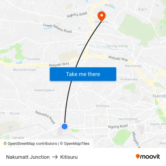 Nakumatt Junction to Kitisuru map