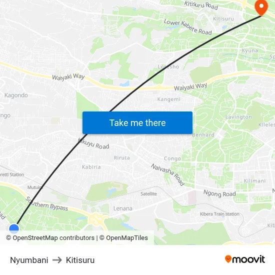 Nyumbani to Kitisuru map