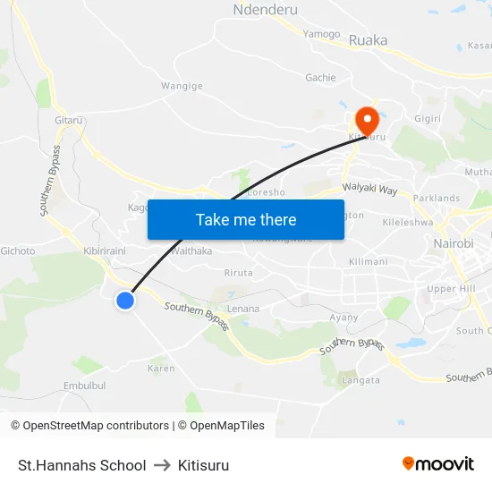 St.Hannahs School to Kitisuru map