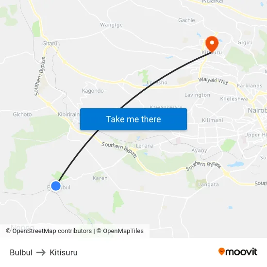 Bulbul to Kitisuru map