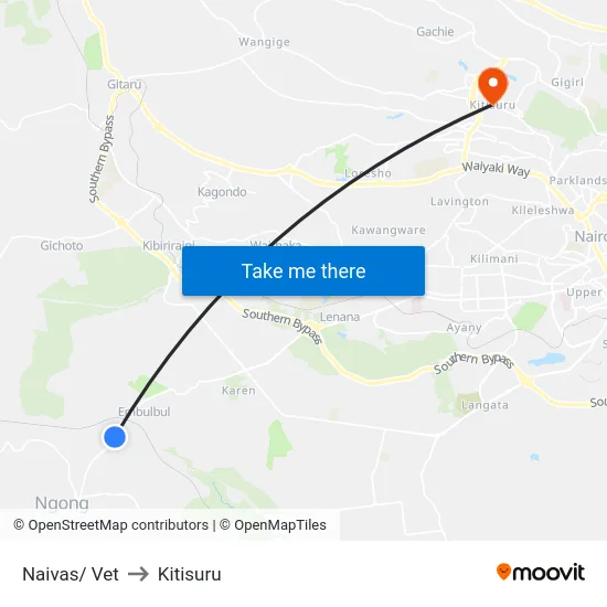 Naivas/ Vet to Kitisuru map