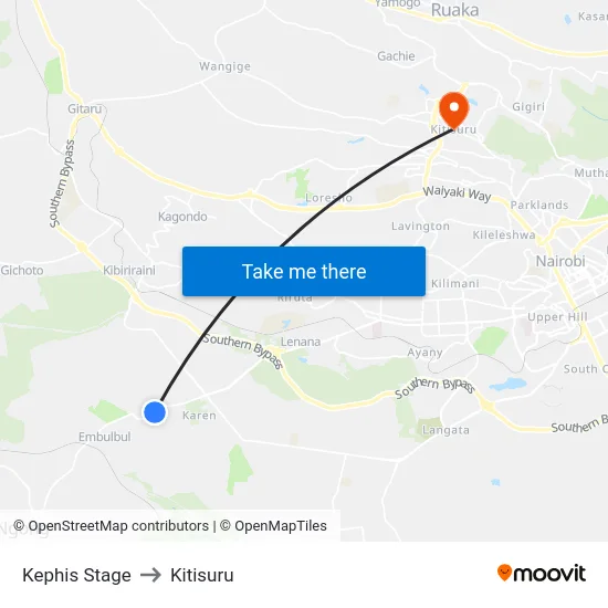 Kephis Stage to Kitisuru map