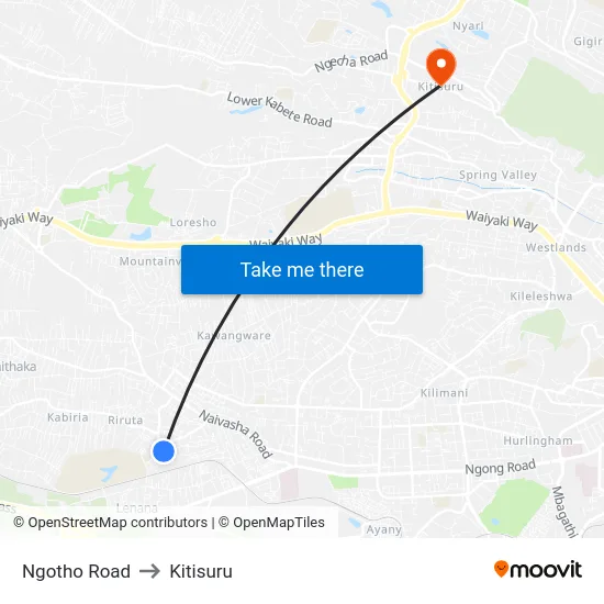 Ngotho Road to Kitisuru map