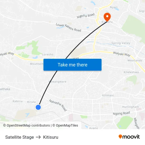Satellite Stage to Kitisuru map
