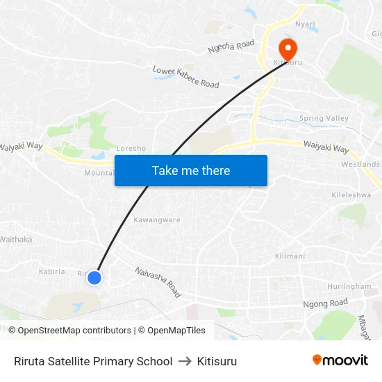 Riruta Satellite Primary School to Kitisuru map