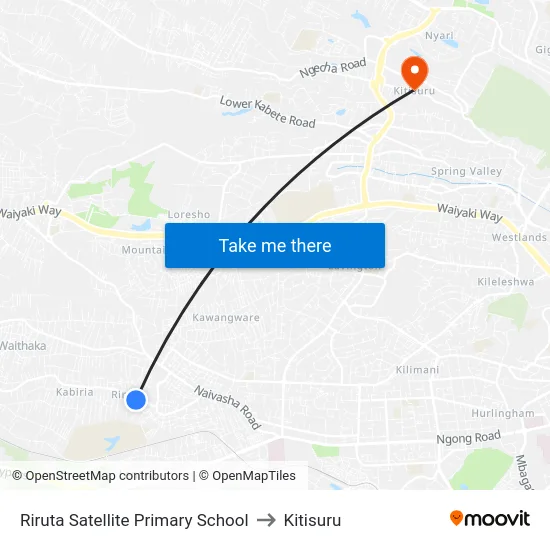 Riruta Satellite Primary School to Kitisuru map