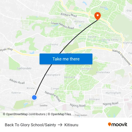Back To Glory School/Sainty to Kitisuru map